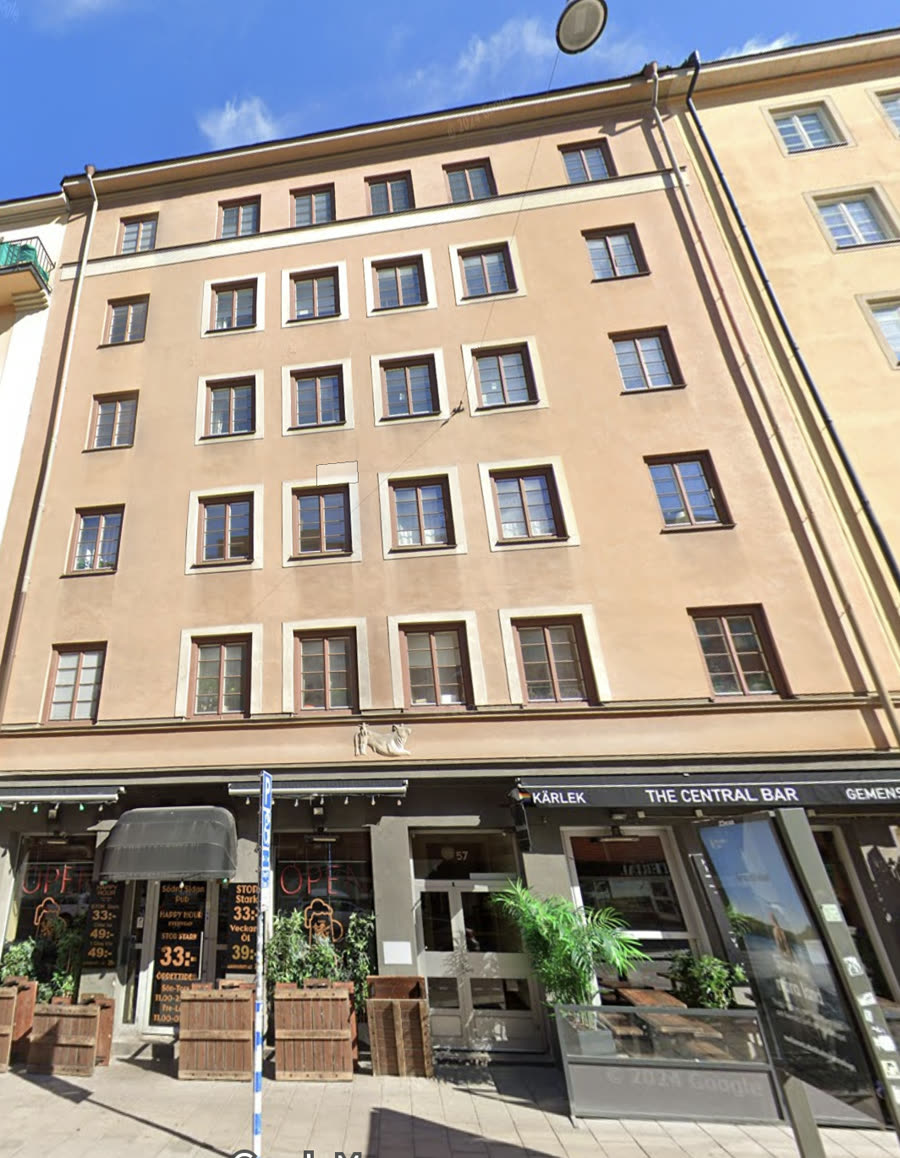 Fasaden på Gråberget 27, Folkungagatan 57, Stockholm